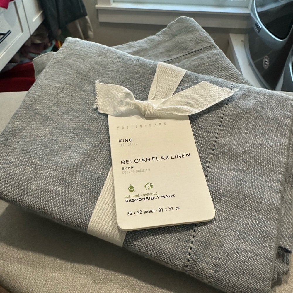 Belgian Flax Linen King Sham in Pale Blue